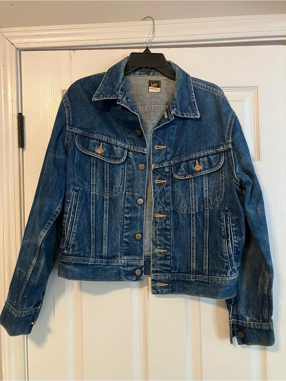 Vintage Lee Riders 153438 Blue Jean Denim Trucker Jacket Mens Size 42R